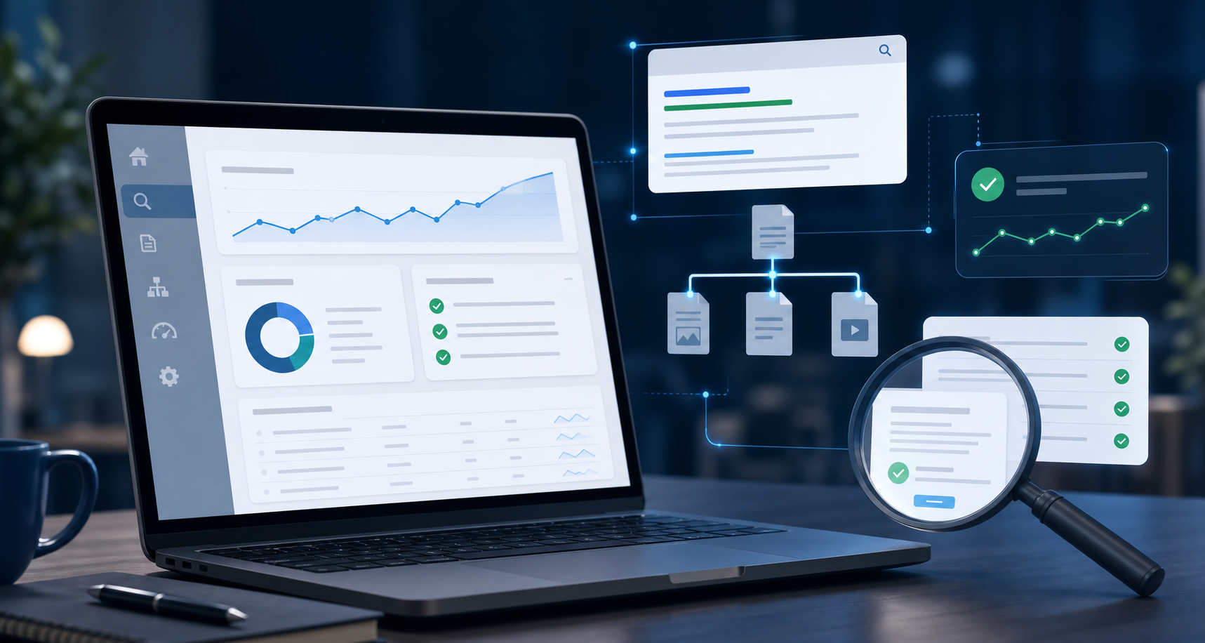 Small business website search performance dashboard with sitemap and indexing checks